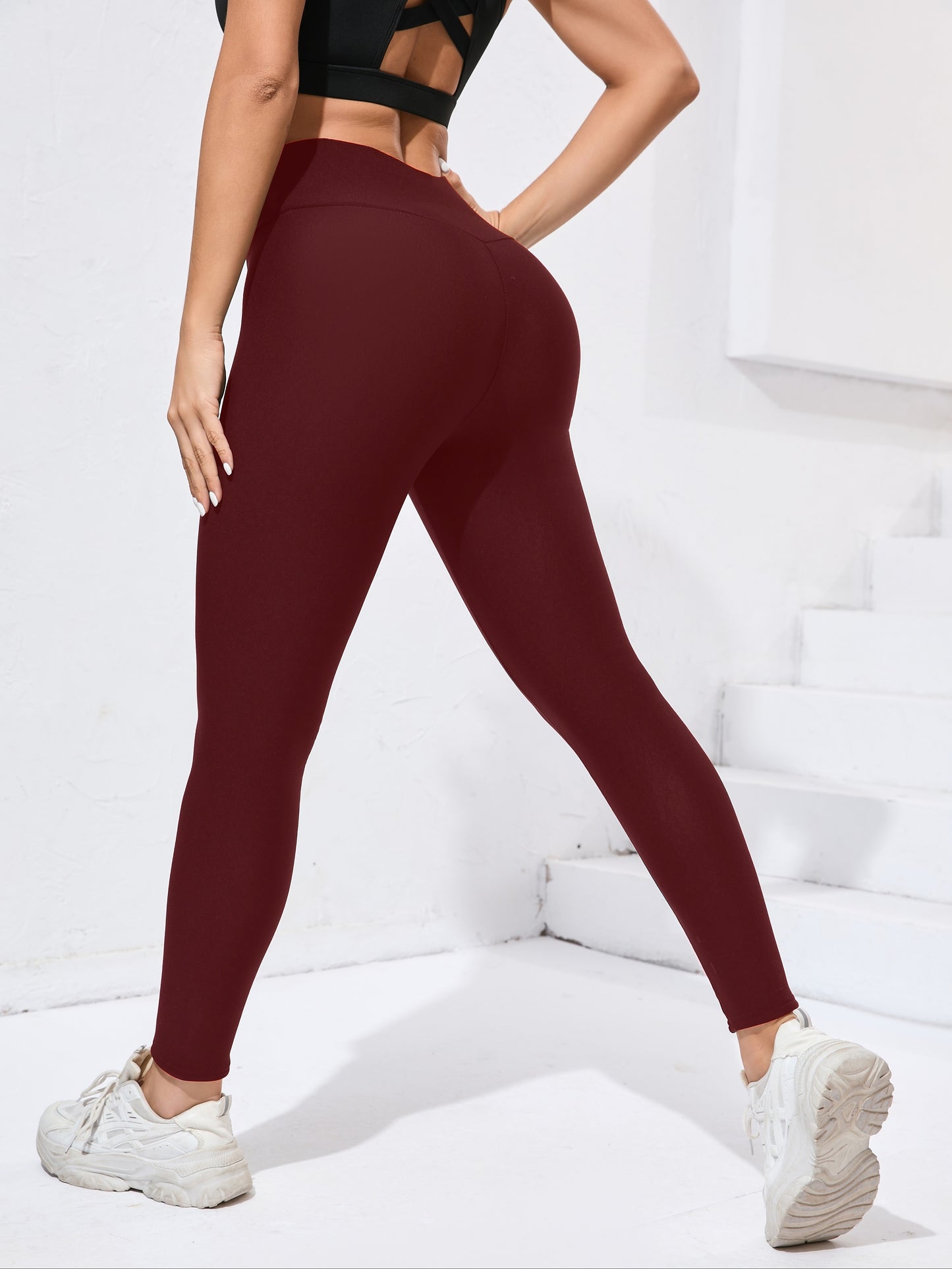 Dames Fleece Gevoerde Leggings – Hoogelastische Sportbroek voor Herfst en Winter