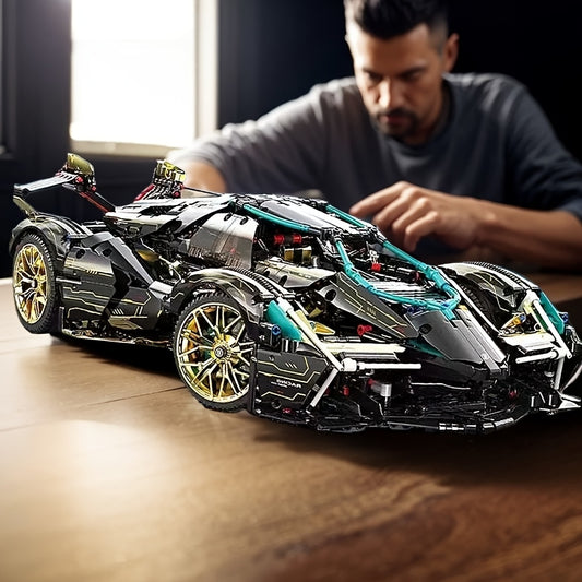 Beperkte editie sportwagen bouwset in zwart-goud