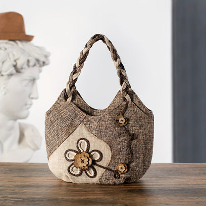Boheemse Handgemaakte Handtas – Decoratieve Bloem Tote