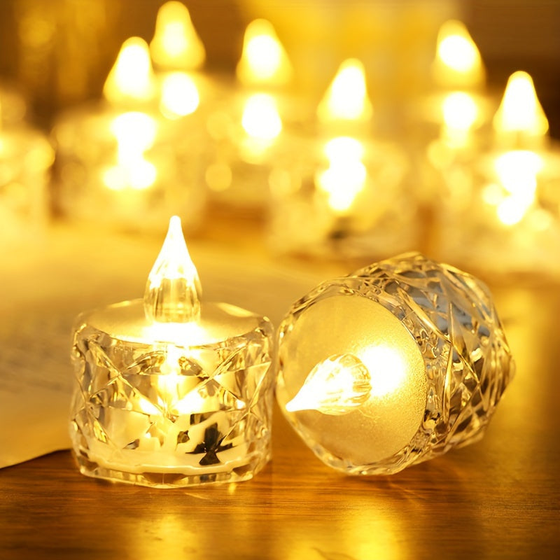 HexaGlow LED Set – 12 Vlamloze Zeshoekige Tafellampen met Glitter