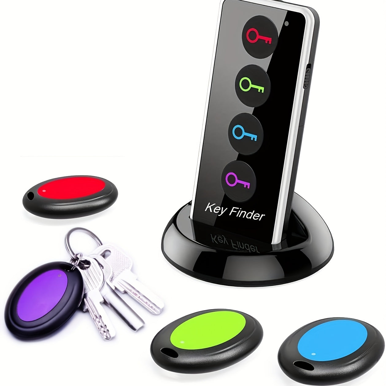 KeyGlow Sleutelvinder – 1 Zender + 4 Ontvangers met LED Zaklampfunctie