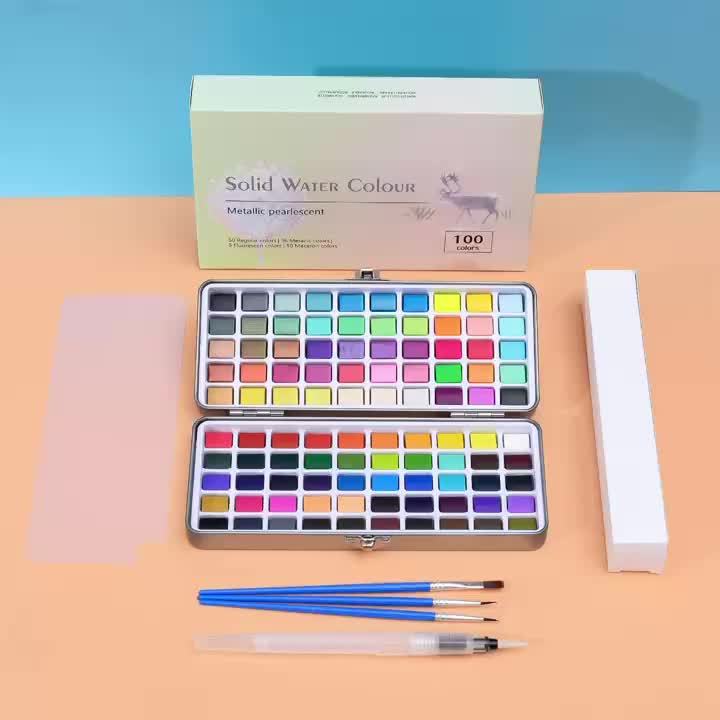 Vaste aquarelverfset – 50/100 kleuren in metalen doos voor professioneel en creatief gebruik