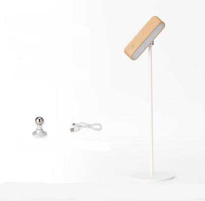 Draadloze LED Bureaulamp Van Massief Hout Met Magnetische Bevestiging