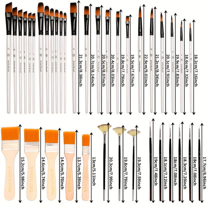 Professionele verfkwastenset – 38 stuks nylon penselen voor acryl, aquarel en olieverf