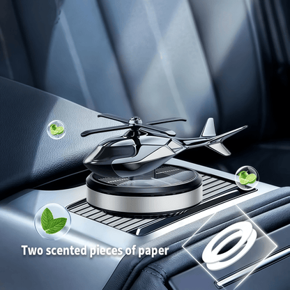 Zilverkleurige Solar Roterende Helikopter Auto Diffuser