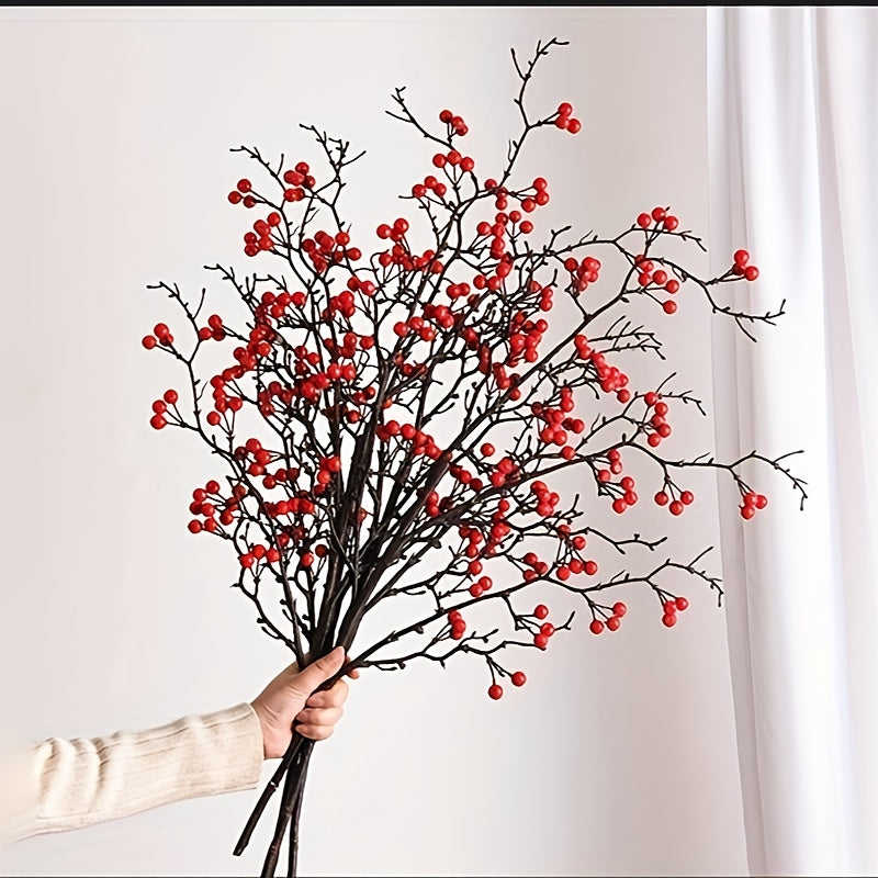 BerryGlow Bessenstelen – 4 Stuks Glanzende Kunsttakken voor Feestelijke Decoratie