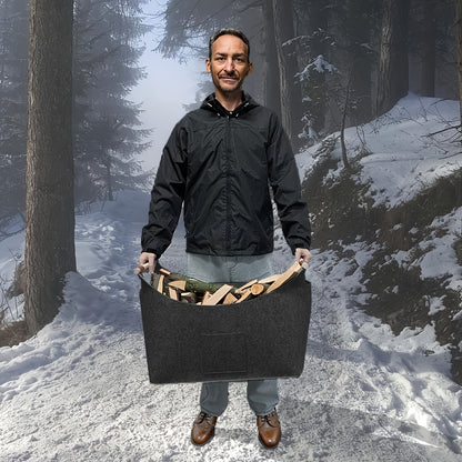 Opvouwbare Filten Houtmand met Houten Handgrepen
