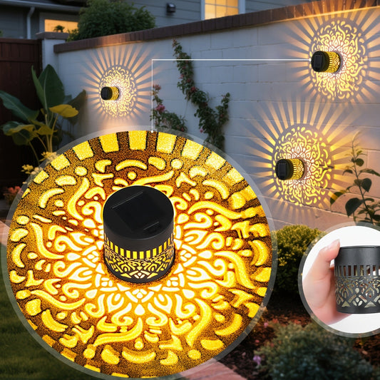 Solar Buitenlampen 2stuks voor Tuin & Hek – Metalen Design, Zonne-energie, Decoratieve Wandlampen