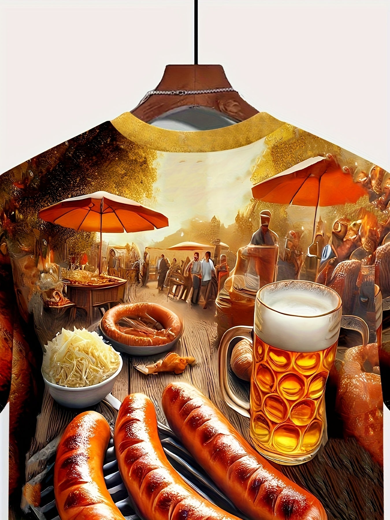 Heren 3D‑Bedrukt Polyester T‑Shirt met BBQ‑Scène