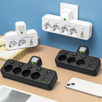 Stekkerdoos Met USB Aansluitingen En Nachtverlichting Voor Georganiseerde Werkplekken