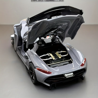 Sportauto schaalmodel 1:22 – grijs met gouden accenten voor verzamelaars en interieurdecoratie