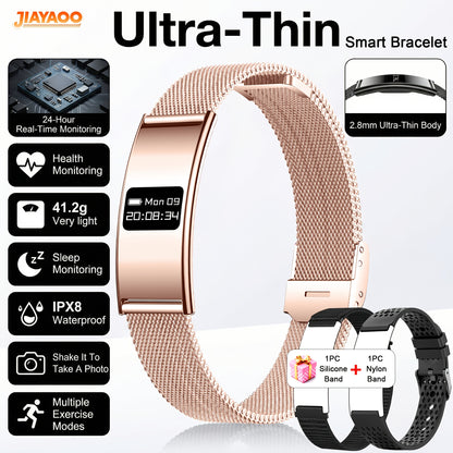 Ultradunne Smartwatch met 2,8 mm Behuizing, IPX8 Waterbestendigheid en Multifunctionele Gezondheidsfuncties
