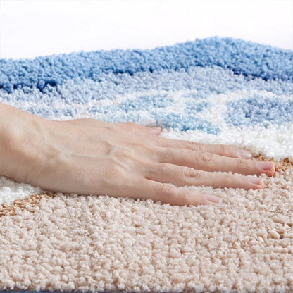 Antislip Badmat Met Kustmotief En Zachte Pluche Afwerking