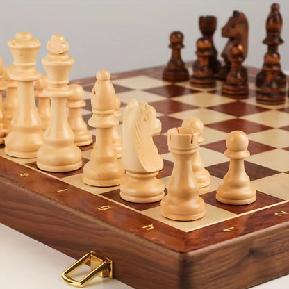 Houten Schaakset met Klassieke Figuren en Stevige Speelbasis