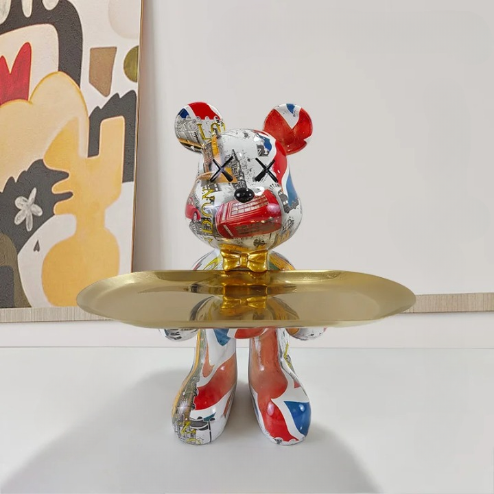 Decoratieve Berenbeeldhouder Met Opbergplateau