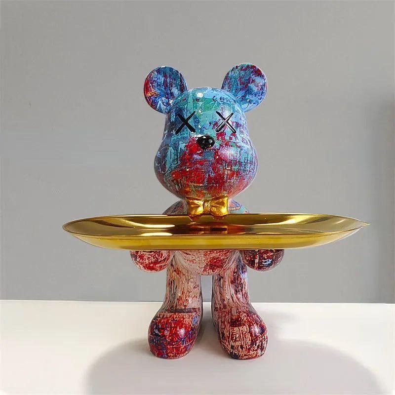 Decoratieve Berenbeeldhouder Met Opbergplateau