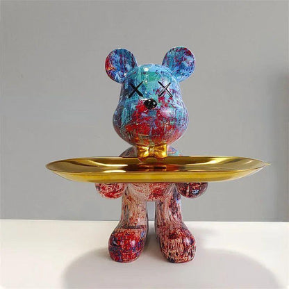 Decoratieve Berenbeeldhouder Met Opbergplateau