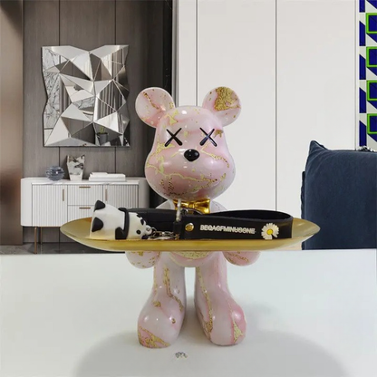 Decoratieve Berenbeeldhouder Met Opbergplateau