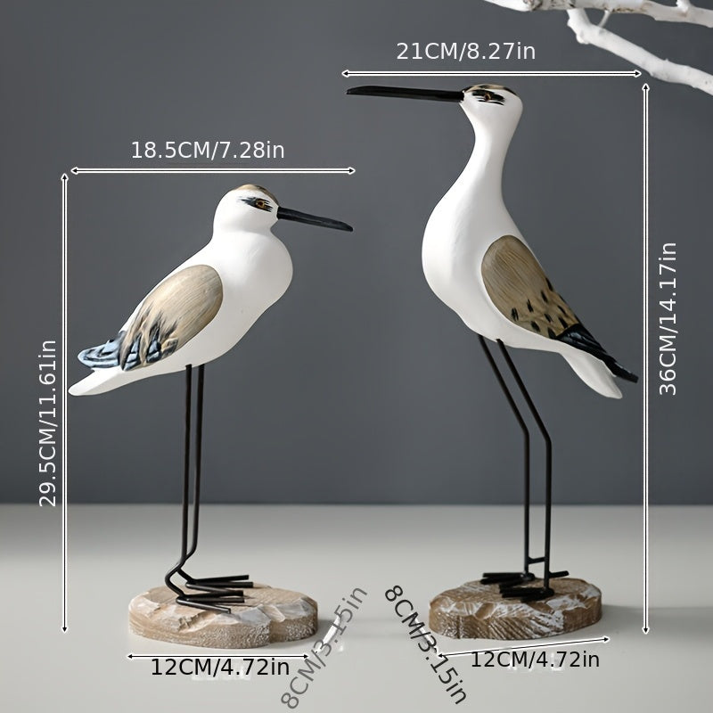 Vintage houten zeevogels – 2 stuks oceaan-thema meeuwornamenten voor woonkamer en kerstdecoratie