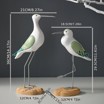 Vintage houten zeevogels – 2 stuks oceaan-thema meeuwornamenten voor woonkamer en kerstdecoratie