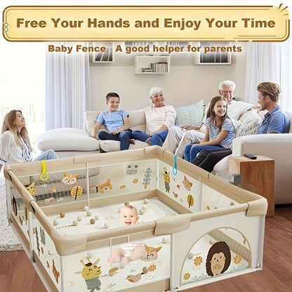 Veilige Speelbox Met Dierenillustraties Voor Baby's En Peuters