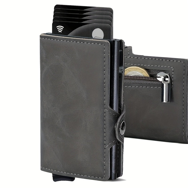 SlimGuard Pop-up Portemonnee – Ultradunne Veiligheid in Zwart Metaal