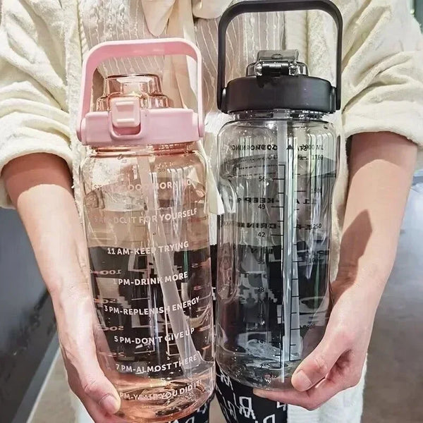 Motivatie Waterfles Met Tijdmarkeringen En Drinkriet Voor Dagelijks Gebruik