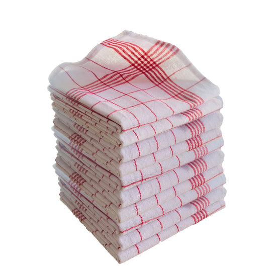 RetroDry Vaatdoekenset – 10 Vintage Katoenen Keukendoeken met Geruit Patroon