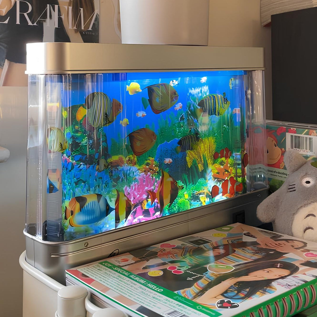 Aquariumlamp Met Bewegende Vissen En Rustgevende Onderwater­sfeer Voor Dagelijks Gebruik