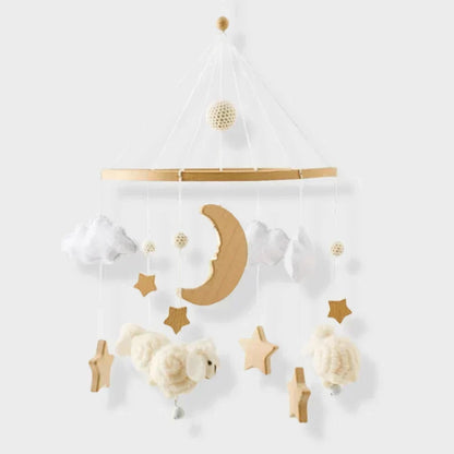 Decoratieve Babymobiel met Walvissen en Wolkjes van Hout en Vilt
