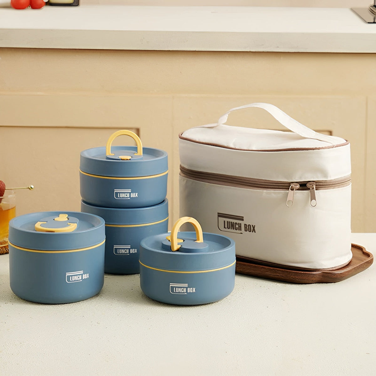 Geïsoleerde Lunchbox Met Meerdere Compartimenten En Draagtas