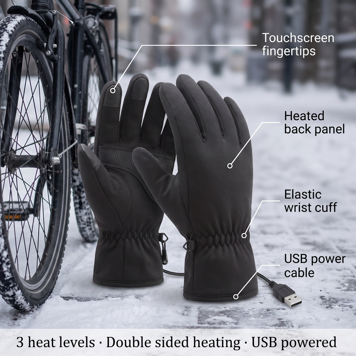 Verwarmde Handschoenen met USB en Touchfunctie – 3 Warmtestanden