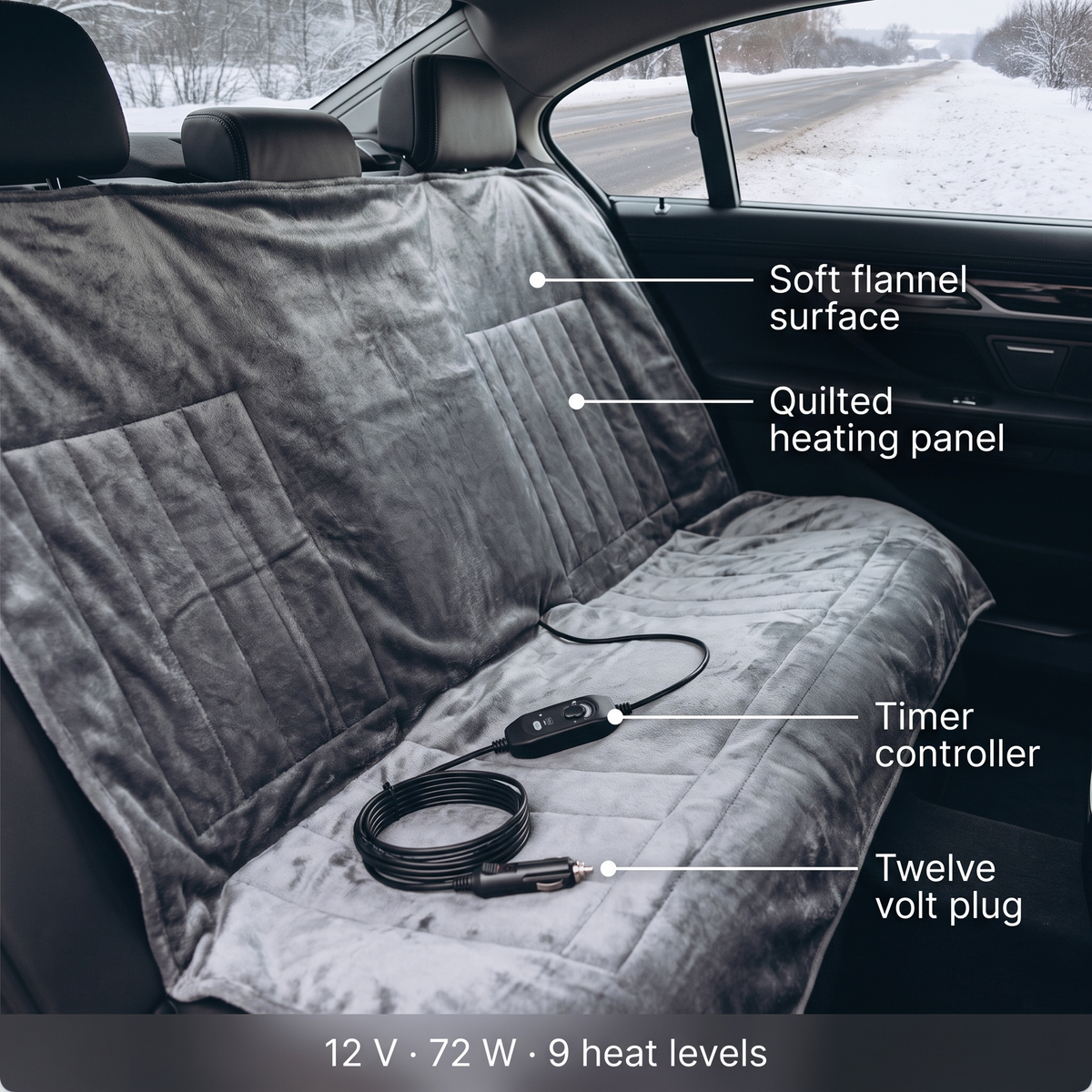 Elektrische Warmtedeken voor Auto met 12V Aansluiting en 9 Warmtestanden