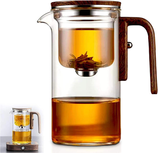 Borosilicaat Theekan Met Houten Handgreep En Afneembare Infuser Voor Rustige Theemomenten