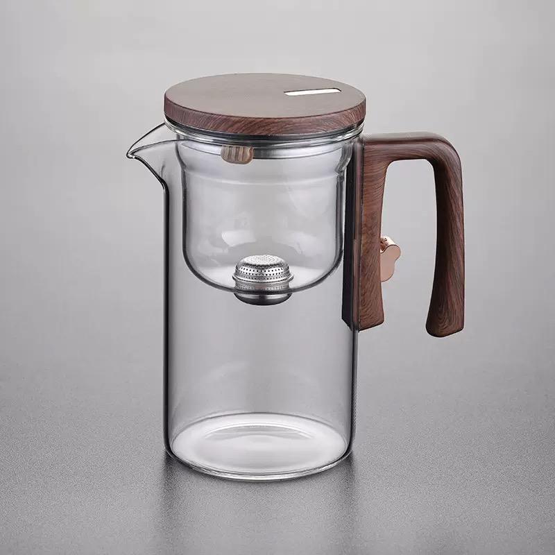Borosilicaat Theekan Met Houten Handgreep En Afneembare Infuser Voor Rustige Theemomenten