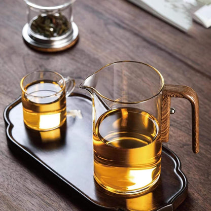 Borosilicaat Theekan Met Houten Handgreep En Afneembare Infuser Voor Rustige Theemomenten