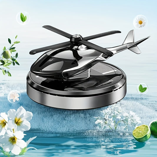 Zilverkleurige Solar Roterende Helikopter Auto Diffuser