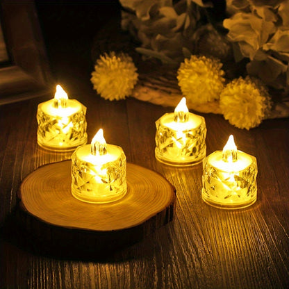 HexaGlow LED Set – 12 Vlamloze Zeshoekige Tafellampen met Glitter