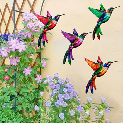 Kolibrie Wanddecoratie – 4 Stuks Metalen Set voor Binnen & Buiten
