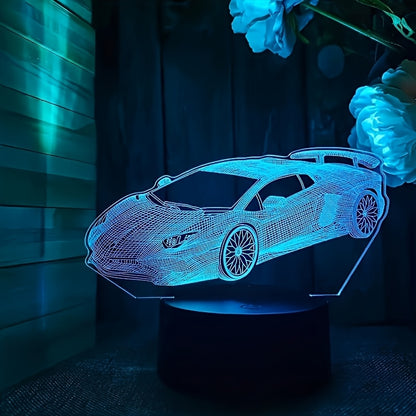 SpeedGlow 3D Auto Nachtlamp – 7-Kleur LED Tafellamp met Touchbediening
