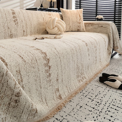 Boheemse Chenille Bankhoes – Zachte Antislip Sofahoes met Olieverfprint