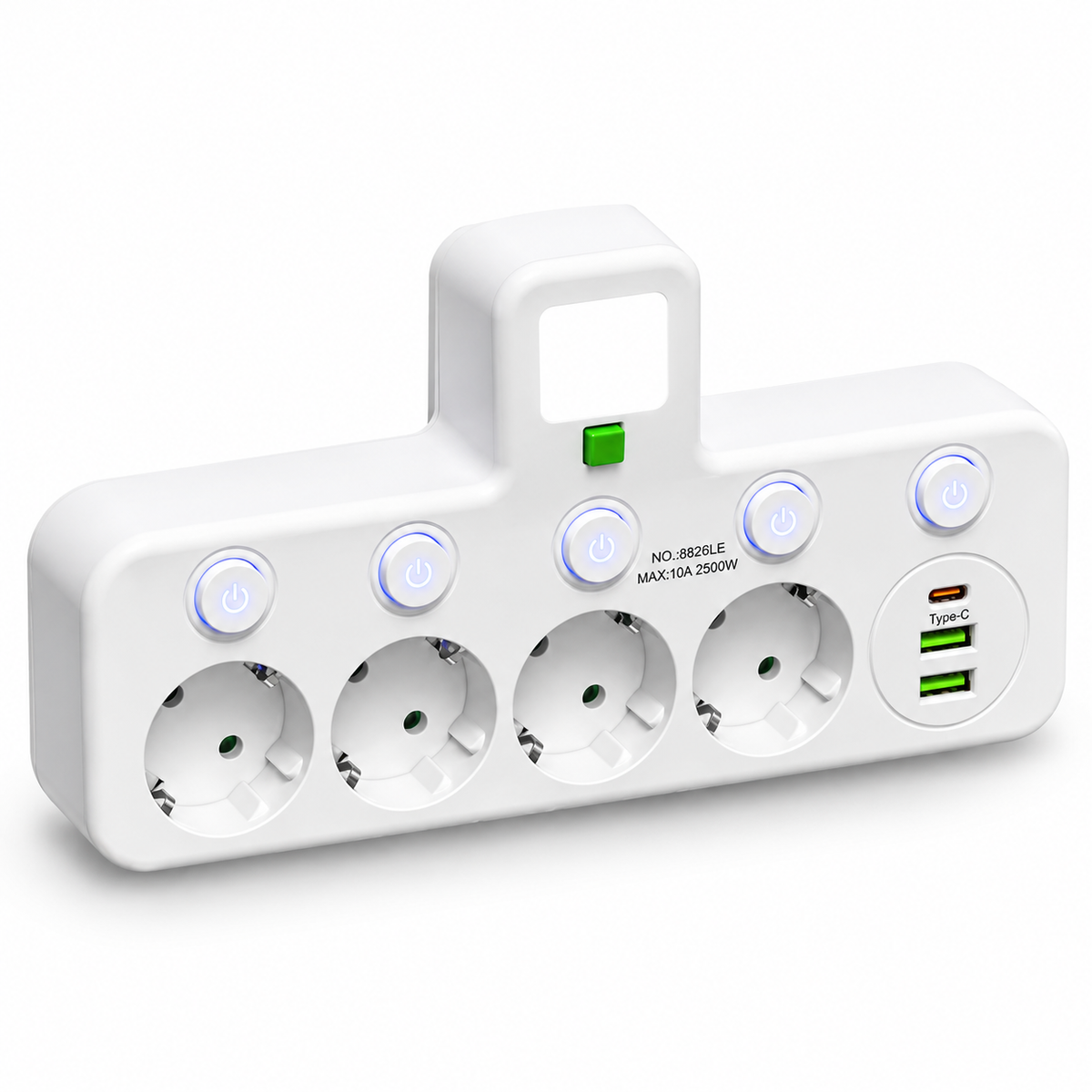 Stekkerdoos Met USB Aansluitingen En Nachtverlichting Voor Georganiseerde Werkplekken