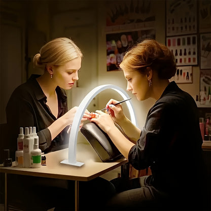 LED Bureau Schoonheidslamp – Halvemaanvorm met Dimbare Kleuren en USB-Voeding
