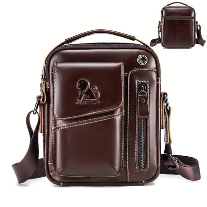 LionCarry Rundleer Handtas – Gelaagde Klasse voor Elke Gelegenheid