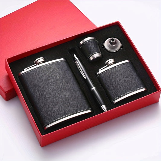 Whisky cadeau set met leren heupfles en bekers