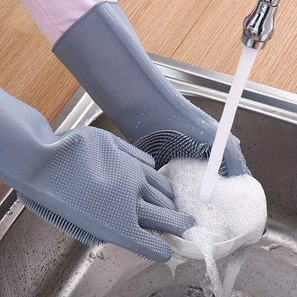 Siliconen Afwashandschoenen Met Geïntegreerde Borstels Voor Efficiënte Keukenreiniging