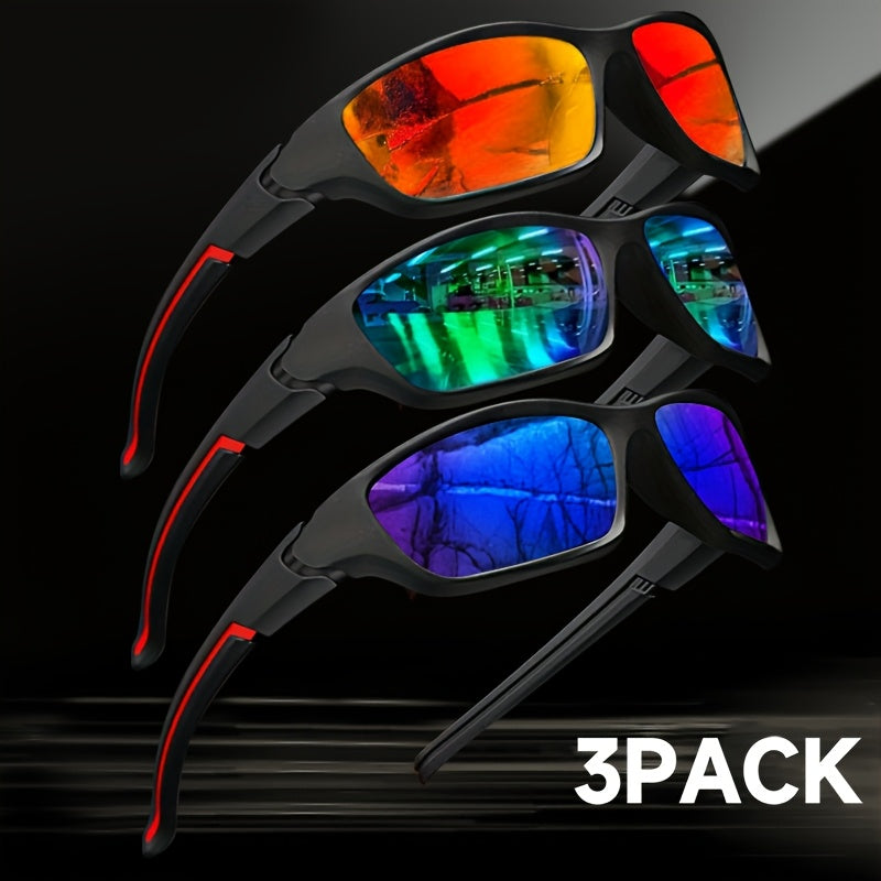 3‑Pack Fietsbrillen – Modieuze Vierkante Unisex Brillen