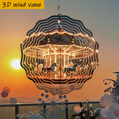 3D Roterende Carrousel Windspinner met Haak