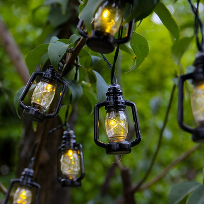 Op Zonne‑energie Werkend Vintage Olielamp‑Lichtsnoer met Campingverlichting‑functionaliteit voor Outdoor Sfeer