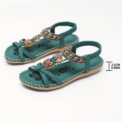 Dames Sandalen – Bohemian Handgeweven Elastische Bandsandalen